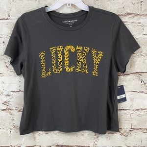 Lucky Brand Cheetah Print Logo Tee